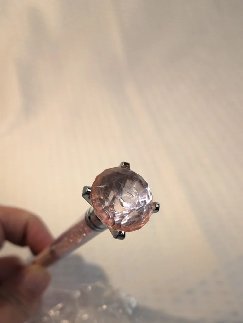Pink Crystal Top Ballpoint Pen - Elegant Blush Writing Pen